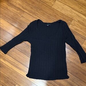 Sanctuary Black 3/4 Sleeve Ribbed Tee